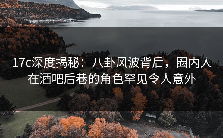 17c深度揭秘：八卦风波背后，圈内人在酒吧后巷的角色罕见令人意外