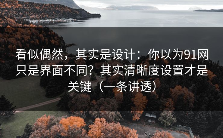 看似偶然，其实是设计：你以为91网只是界面不同？其实清晰度设置才是关键（一条讲透）