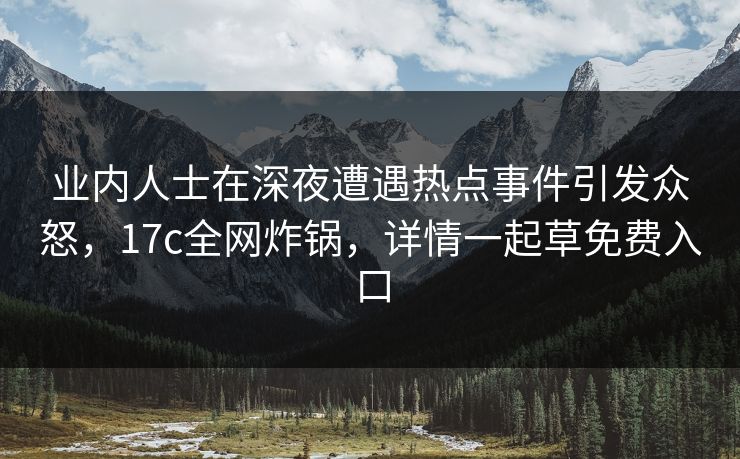 业内人士在深夜遭遇热点事件引发众怒，17c全网炸锅，详情一起草免费入口