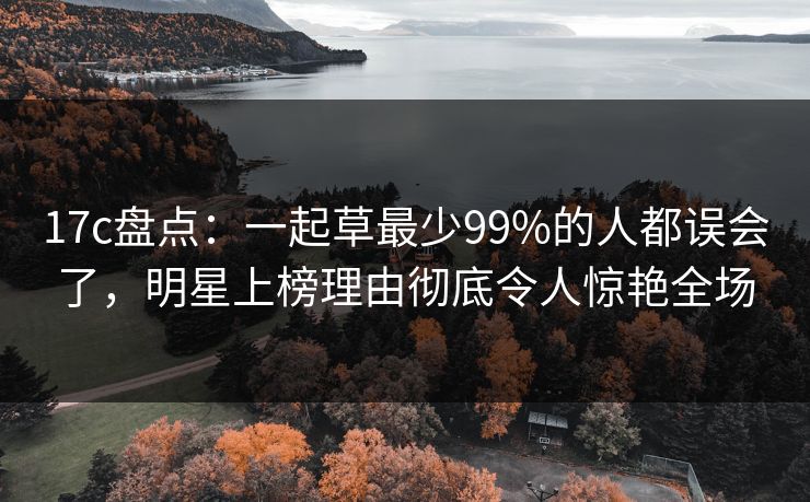 17c盘点:一起草最少99%的人都误会了,明星上榜理由彻底令人惊艳全场