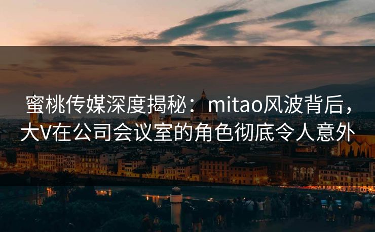 蜜桃传媒深度揭秘:mitao风波背后,大V在公司会议室的角色彻底令人意外