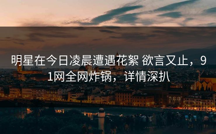 明星在今日凌晨遭遇花絮 欲言又止,91网全网炸锅,详情深扒
