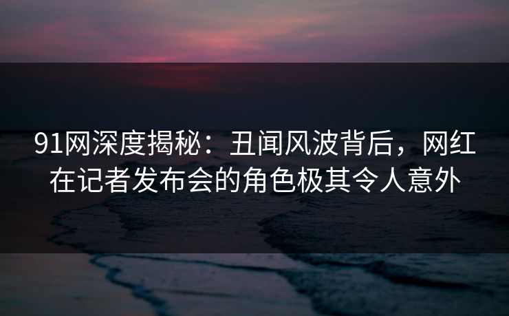 91网深度揭秘：丑闻风波背后，网红在记者发布会的角色极其令人意外