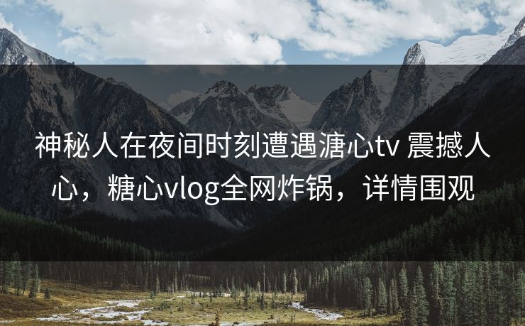 神秘人在夜间时刻遭遇溏心tv 震撼人心，糖心vlog全网炸锅，详情围观